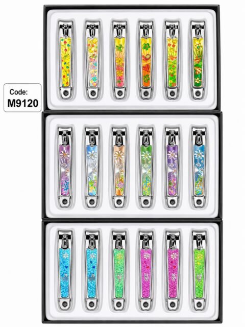 Floral Design Nail Clipper with Keychain – Assorted (Set of 18)