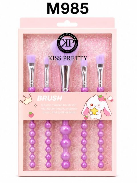 Kiss Pretty Professional 5-Piece Makeup Brush Set (Purple Handle)