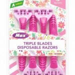 Max Triple Blade Disposable Razors for Women (Pack of 8)