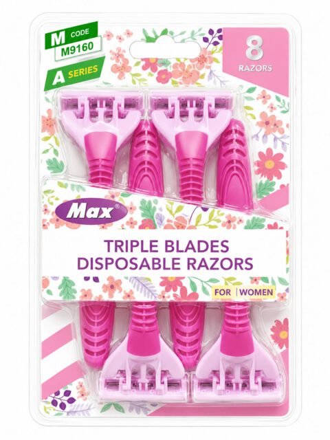 Max Triple Blade Disposable Razors for Women (Pack of 8)